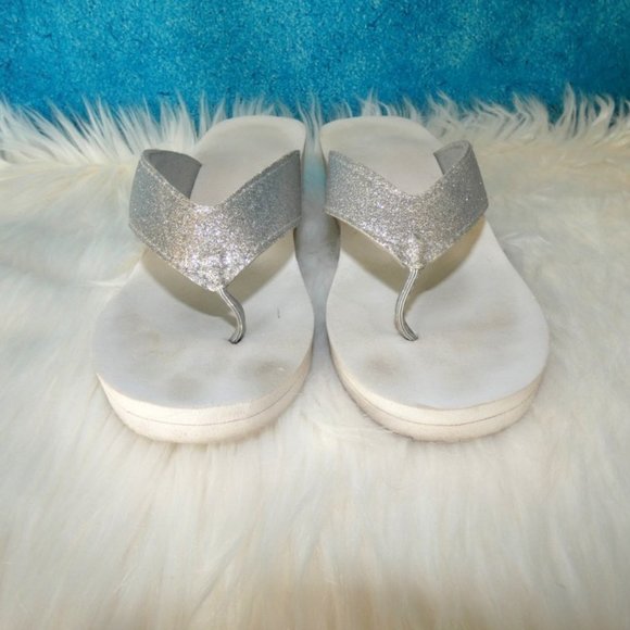 Silver & White Flip Flops - Picture 7 of 10